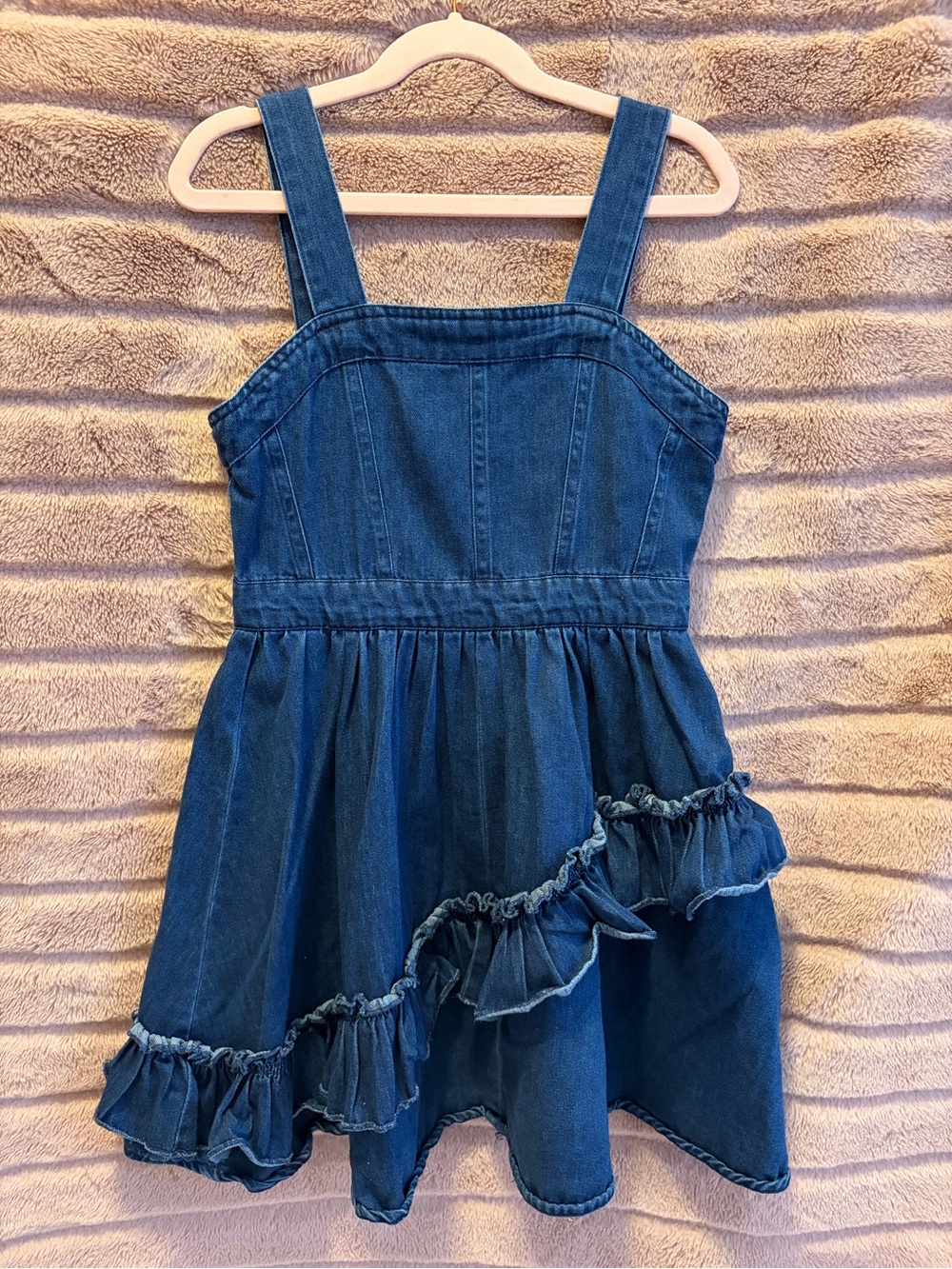 Rare Editions Dark Blue Denim Ruffle Sundress
